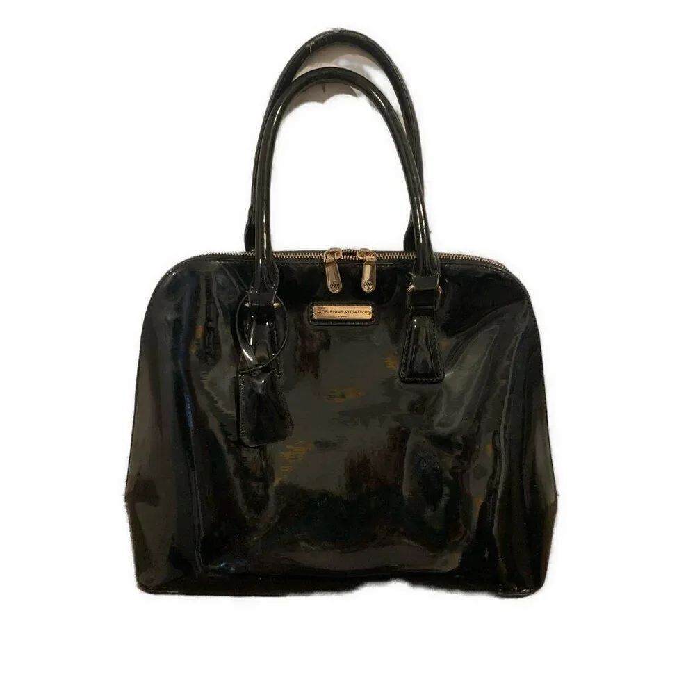 adrienne vittadini Patent Solid Black Handbag
